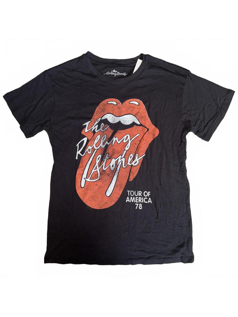 The Rolling Stones Tour of America 75' Graphic T-Shirt Size Small Black